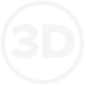 '3D' text in a circle icon