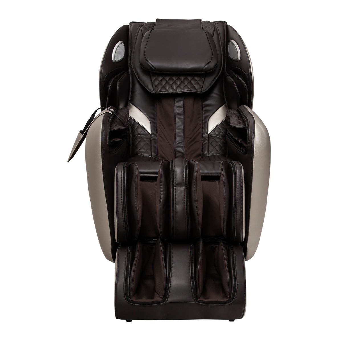 Brown OS-Atai massage chair, viewed from the front, on a white background