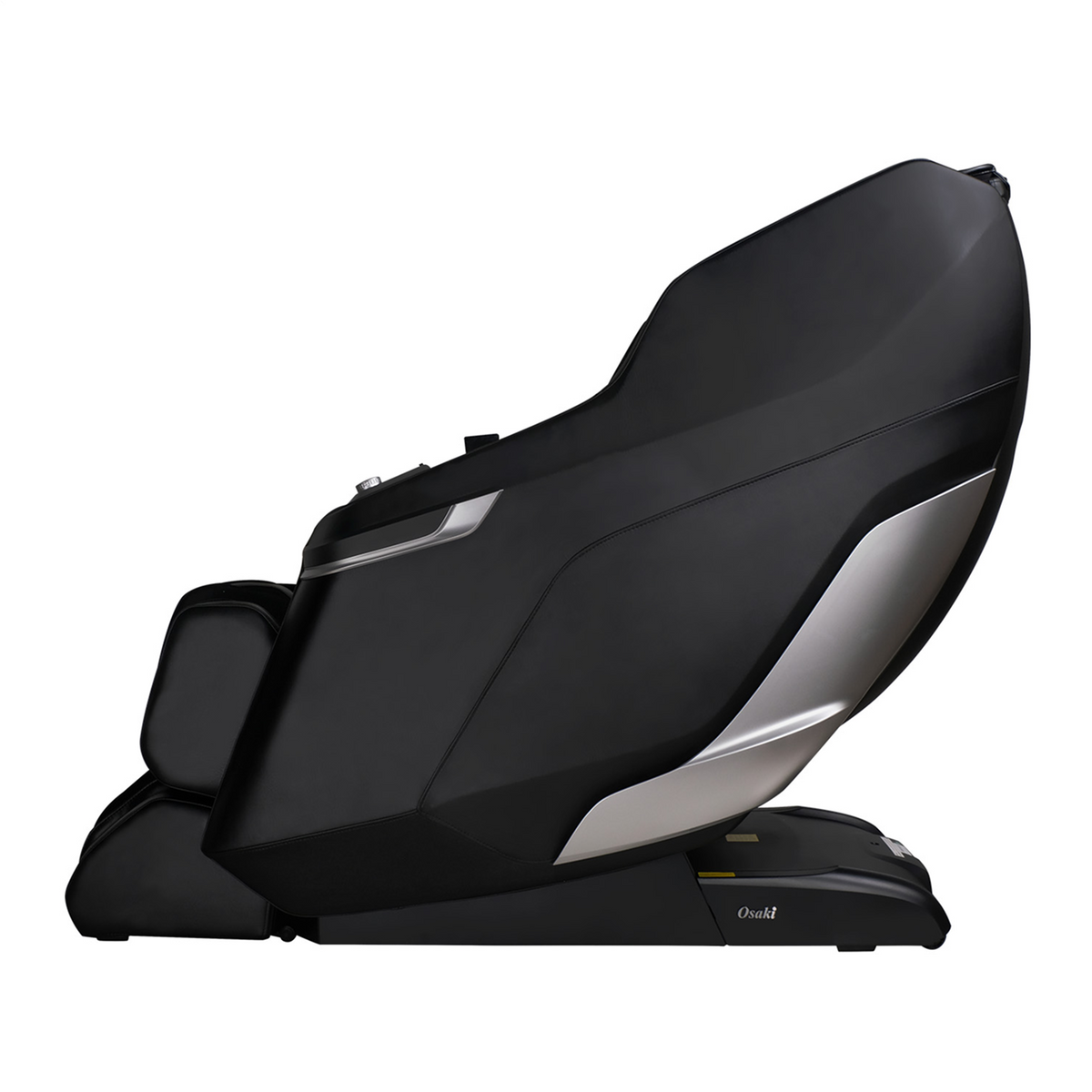 Black Osaki 3D Belmont Massage Chair, viewed from the side, on a white background