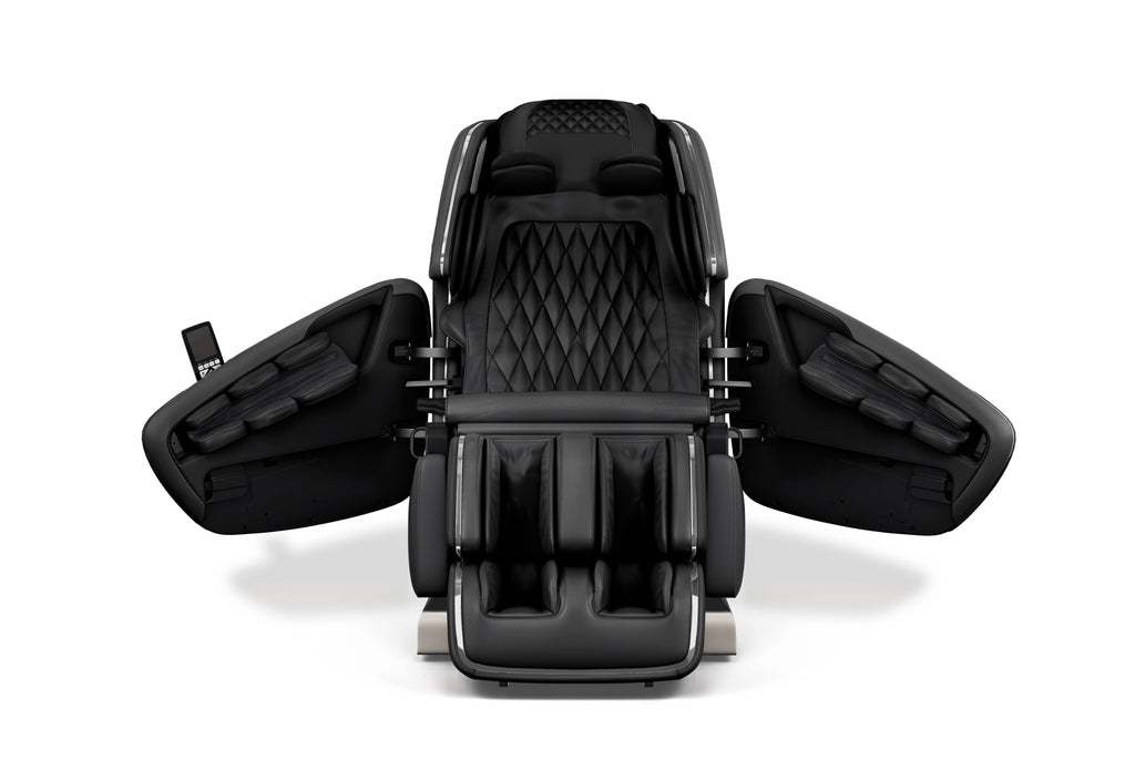 Midnight OHCO M.8 NEO Massage Chair with Easy Access Doors open on a white background