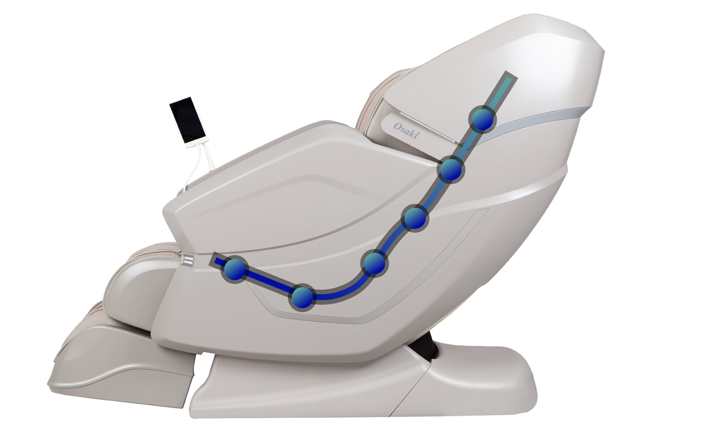 Superimposed track line graphic on the Osaki OS-3D Ai Vito Massage Chair