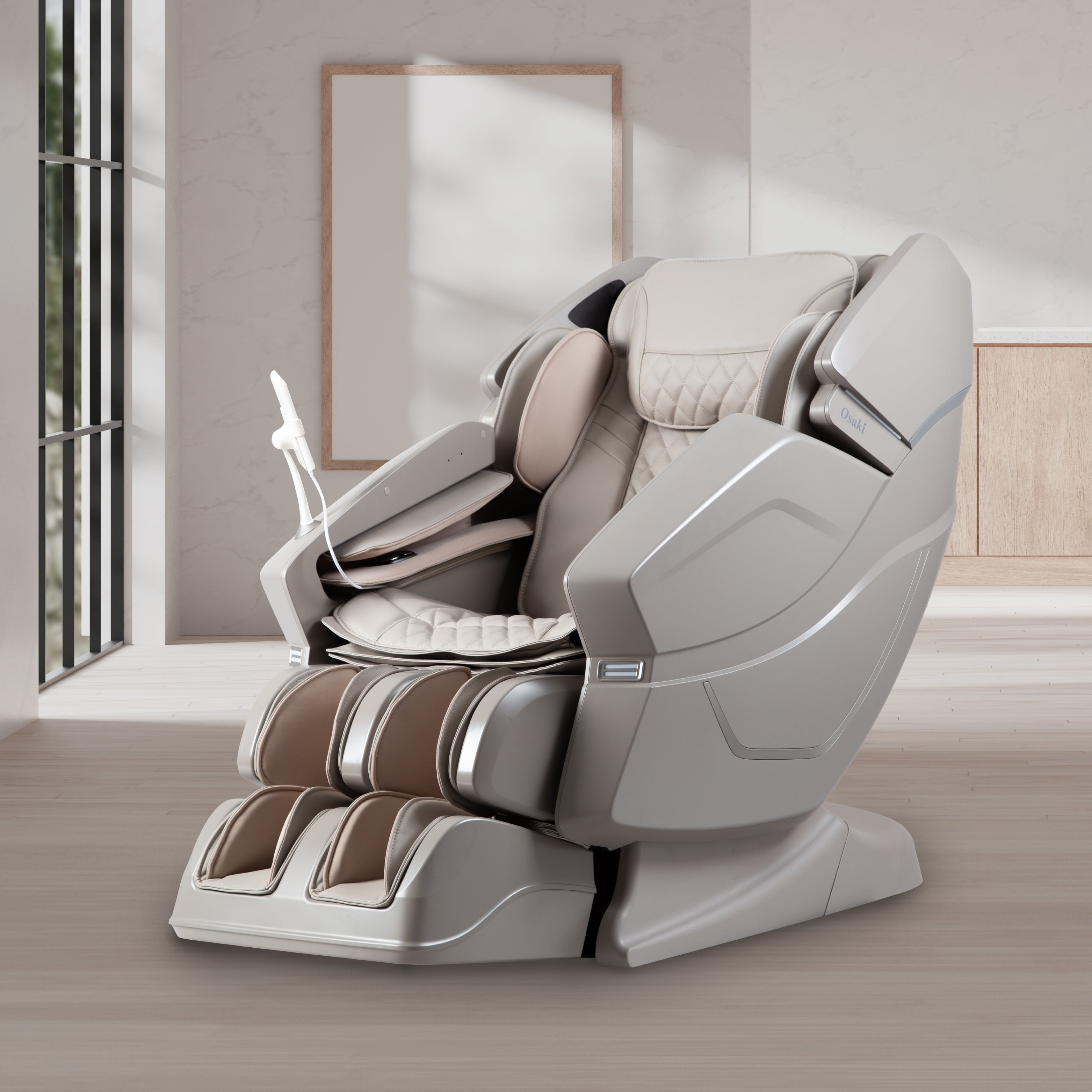Taupe Osaki OS-3D Ai Vito Massage Chair in a modern room with neutral decor