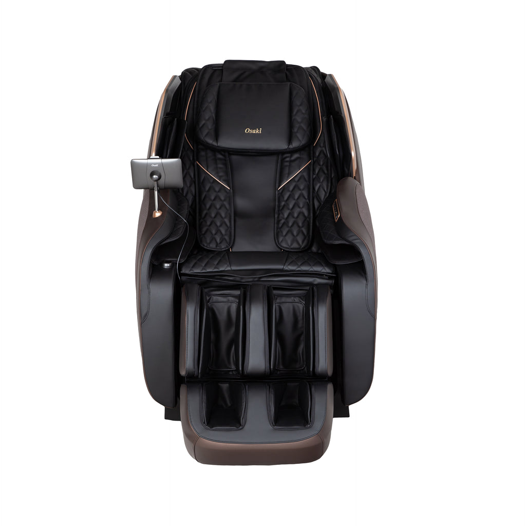 Black Osaki Duke XL 4D Massage Chair viewed from the front on a white background