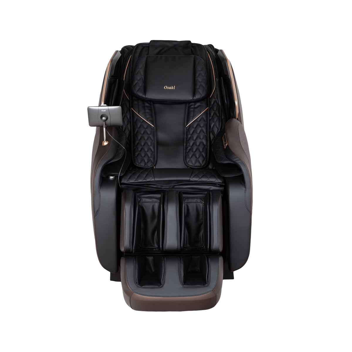 Black Osaki Duke XL 4D Massage Chair viewed from the front on a white background