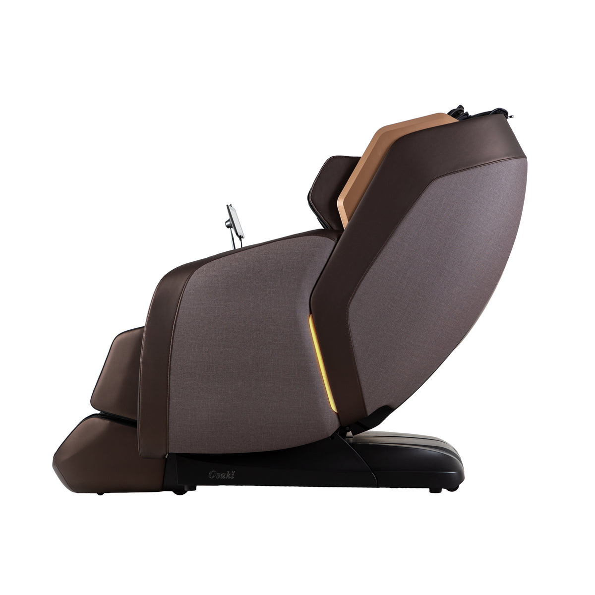 Black Osaki Duke XL 4D Massage Chair viewed from the side on a white background