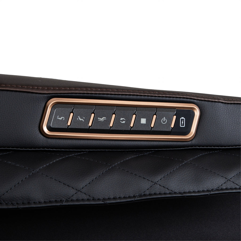 Close-up of the Osaki Duke XL 4D Massage Chair shortcut panel with tactile buttons against a white background.